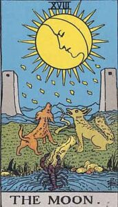 The Moon Tarot Card from the Rider-Waite Tarot Deck